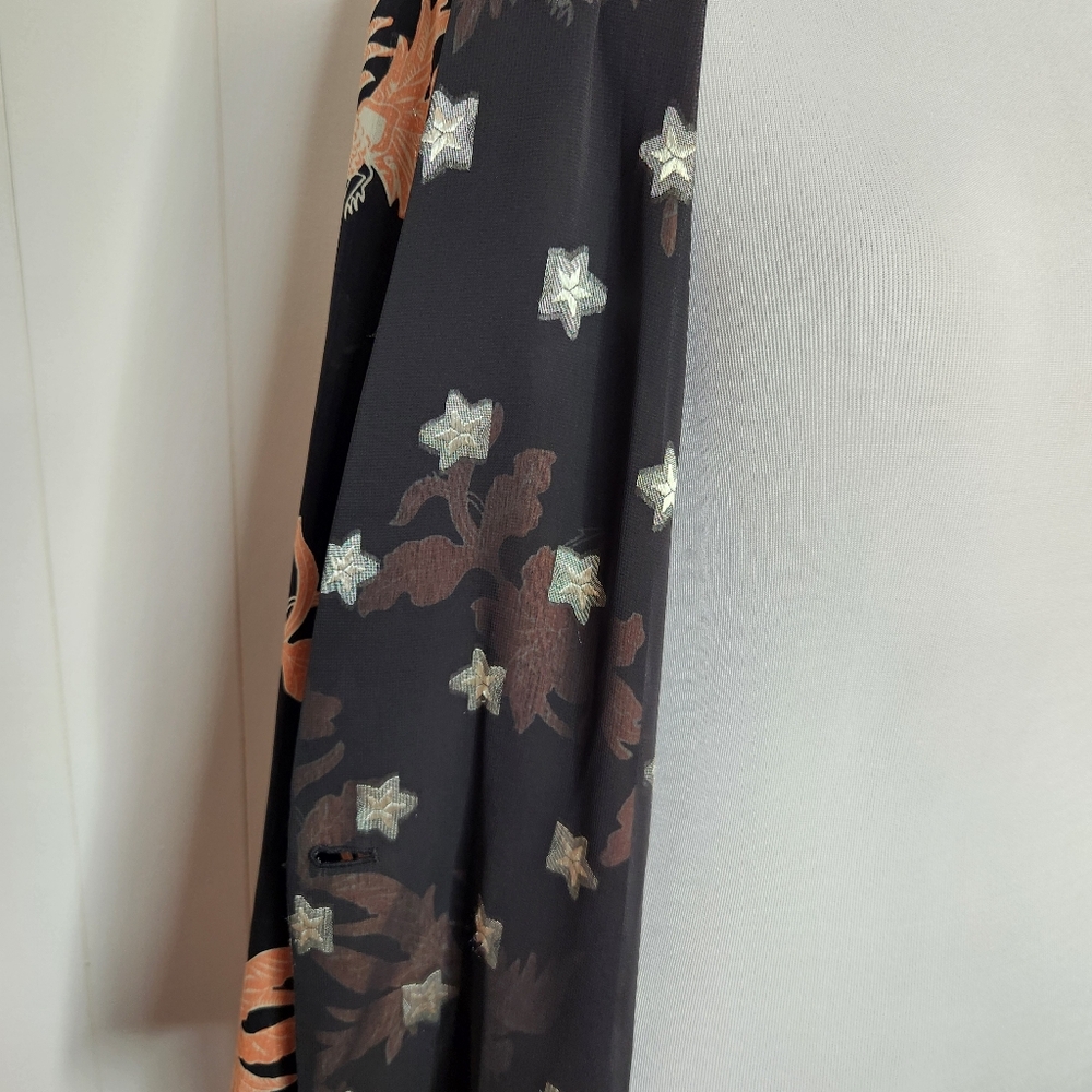 Scotch & Soda Fading Roads Lightweight Black Floral Print Duster Jacket Kimono - Picture 9 of 9